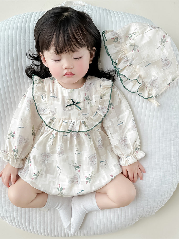 Smuk beige baby body med langærmet og Hat(0-18 mdr.)