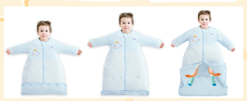 Tygde sovepose til 15-22°C til baby/børn(Str.:6mdr.-10år) med aftagelige ærmer og justerbar længde