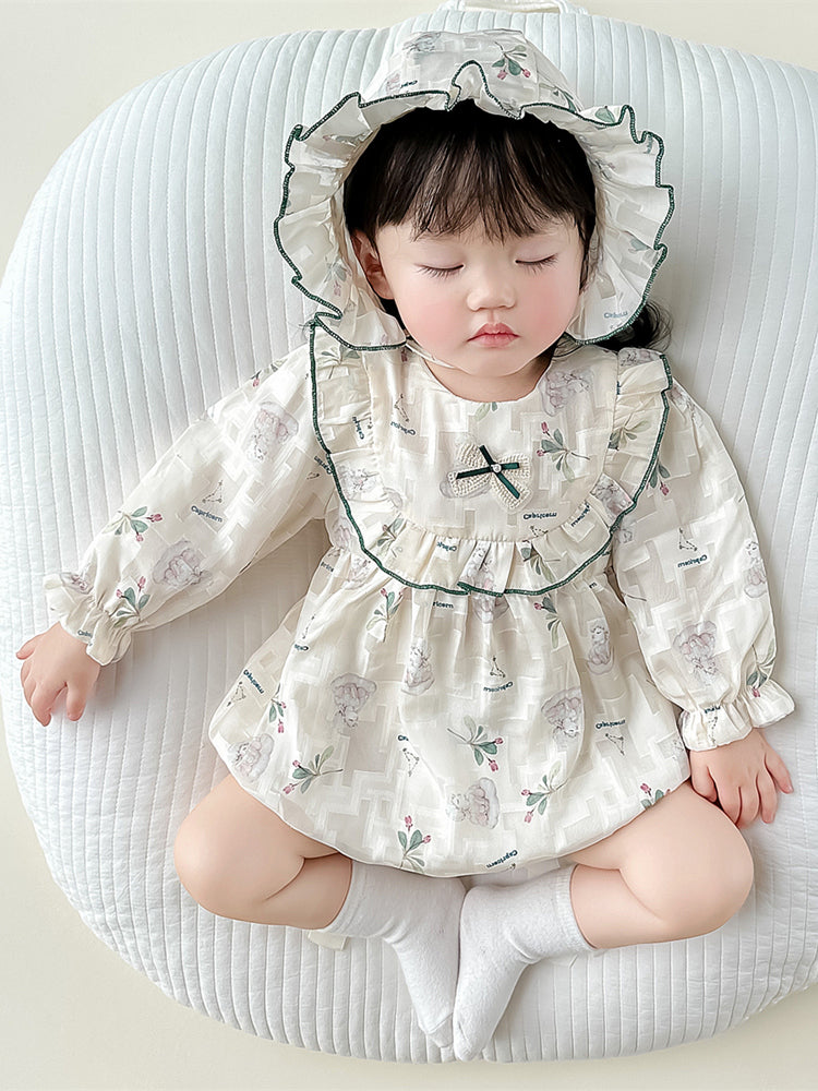 Smuk beige baby body med langærmet og Hat(0-18 mdr.)