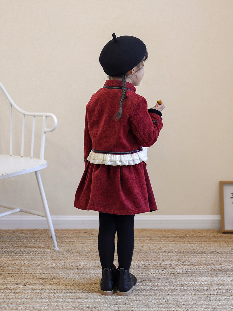Klassiske elegant rød jakkesæt til piger(1-12år)