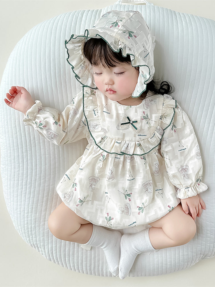 Smuk beige baby body med langærmet og Hat(0-18 mdr.)