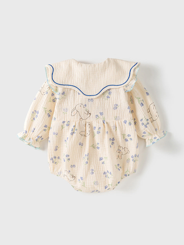 Søde baby body med blomstermønster og hårbånd (0-18 mdr.)
