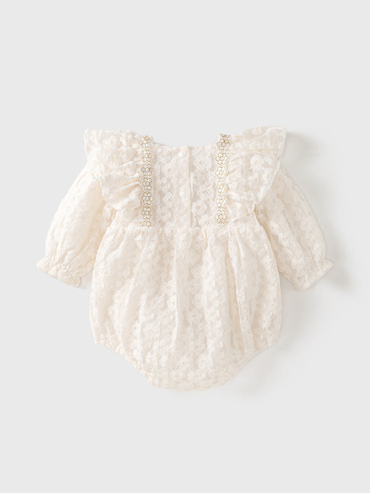Smuk baby body med blonder og hatte(0-18 mdr.)