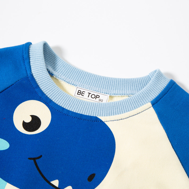 Blå dinosaur sweater/trøje til drenge(1-8år)