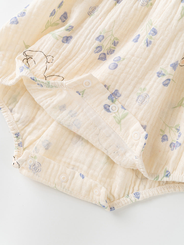 Søde baby body med blomstermønster og hårbånd (0-18 mdr.)