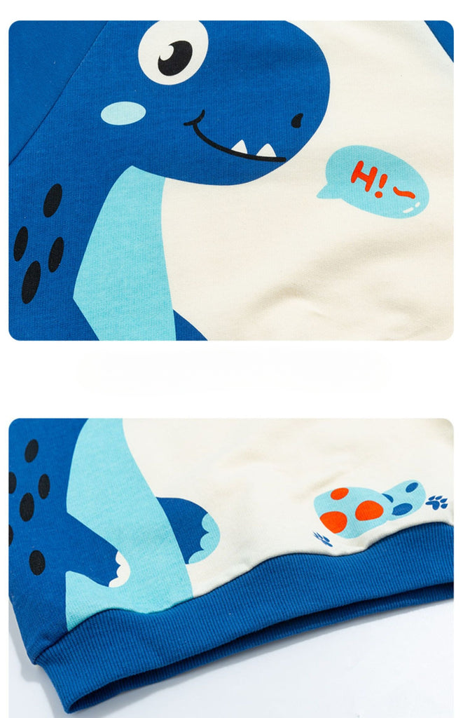 Blå dinosaur sweater/trøje til drenge(1-8år)