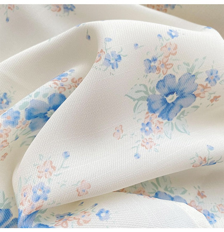 Chiffon kortærmet blomsterprint kjole til piger