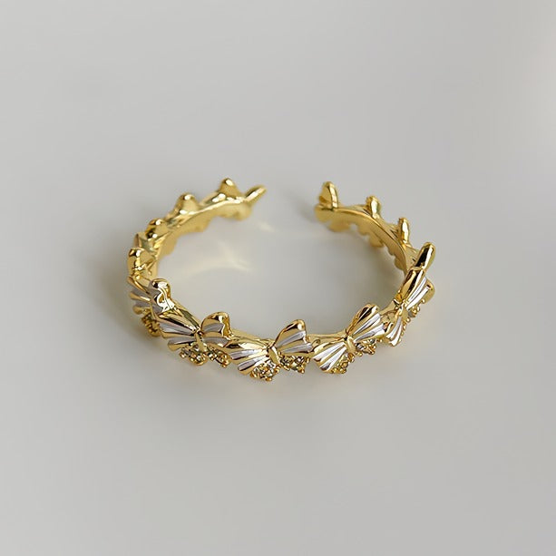 14K Forgyldt Åben Justerbar Sommerfugl Ring