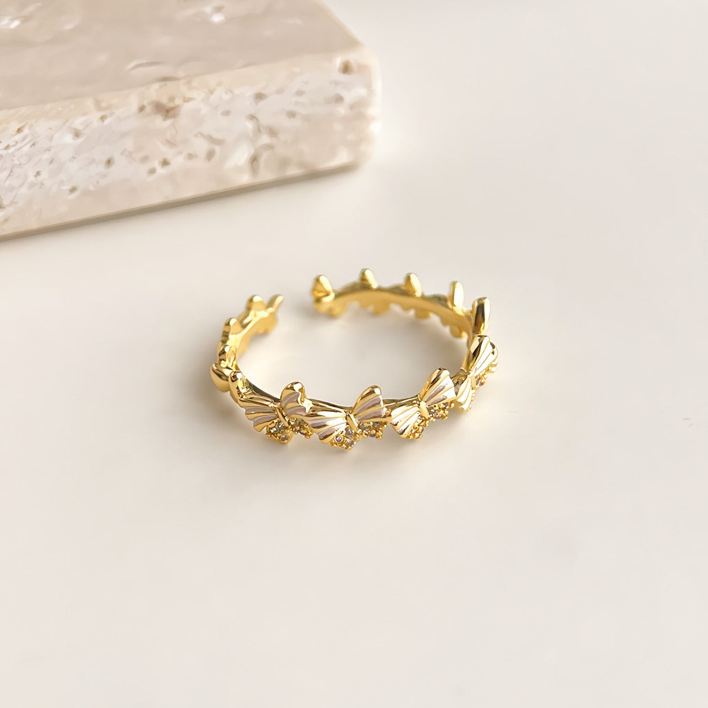 14K Forgyldt Åben Justerbar Sommerfugl Ring