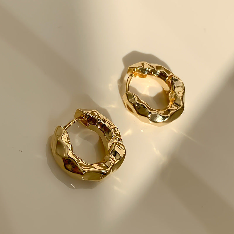 14k guldbelagt elegante unik tekstur øreringe