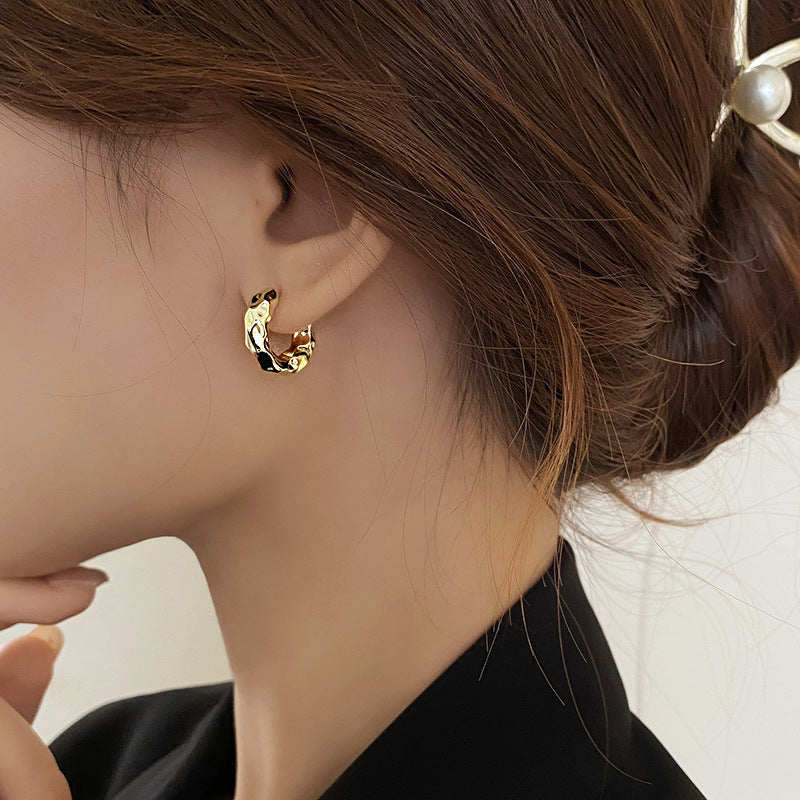 14k guldbelagt elegante unik tekstur øreringe