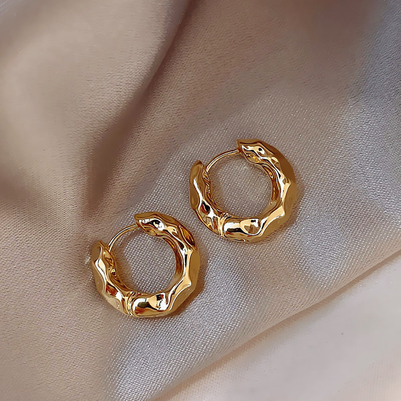14k guldbelagt elegante unik tekstur øreringe