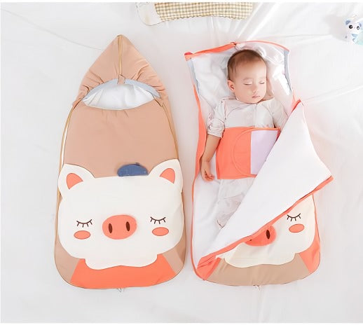 2-i-1 tygde babysvøb/baby sovepose/kørepose(Str.:0-12mdr.)med aftagelig polstring til 15-30°C-orange