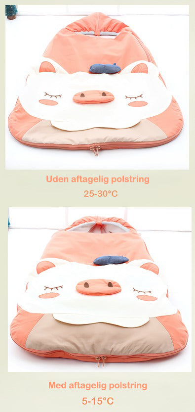2-i-1 tygde babysvøb/baby sovepose/kørepose(Str.:0-12mdr.)med aftagelig polstring til 5-30°C-beige