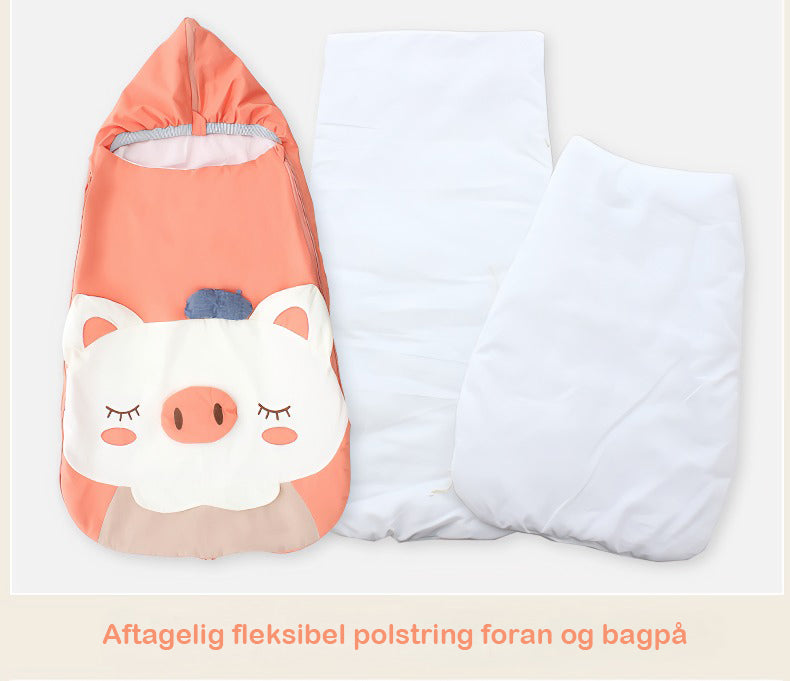 2-i-1 tygde babysvøb/baby sovepose/kørepose(Str.:0-12mdr.)med aftagelig polstring til 15-30°C-beige