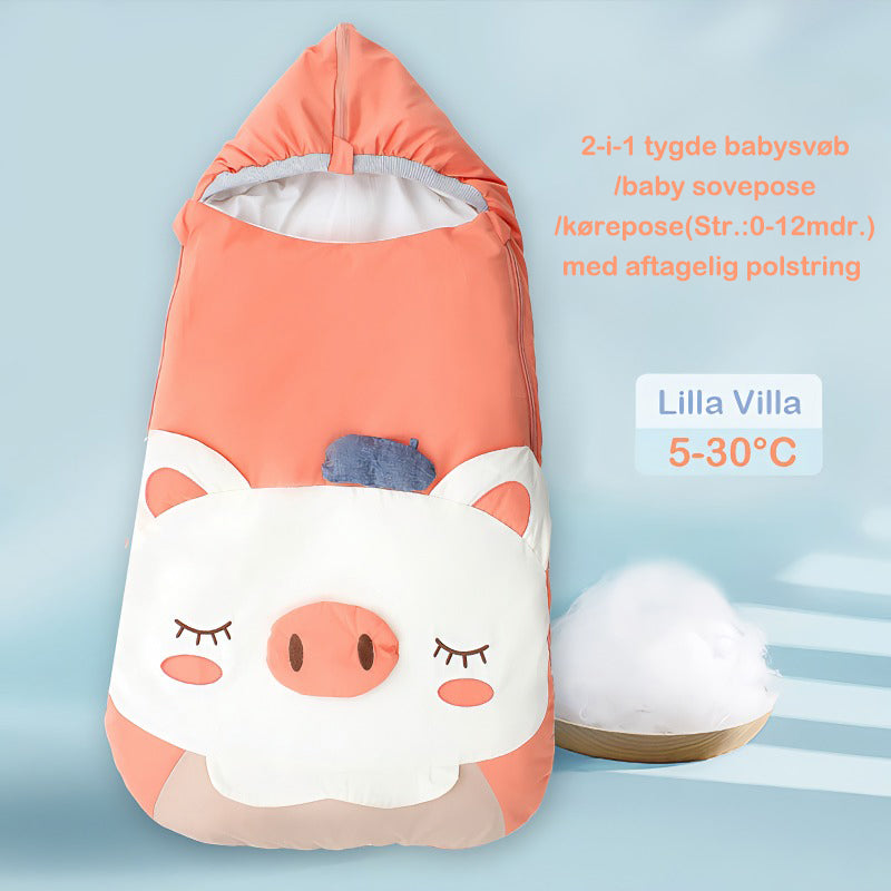 2-i-1 tygde babysvøb/baby sovepose/kørepose med aftagelig bomuld polstring til 10-30°C-orange