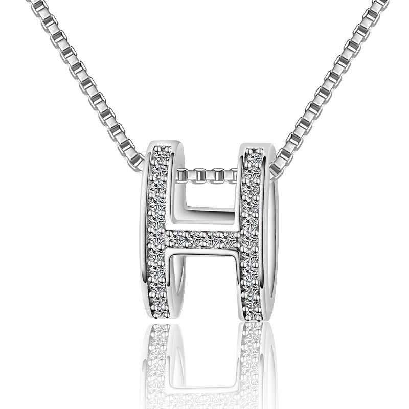 925 sterling sølv zirkon H alfabet halskæde