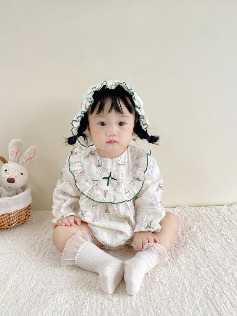 Smuk beige baby body med langærmet og Hat(0-18 mdr.)
