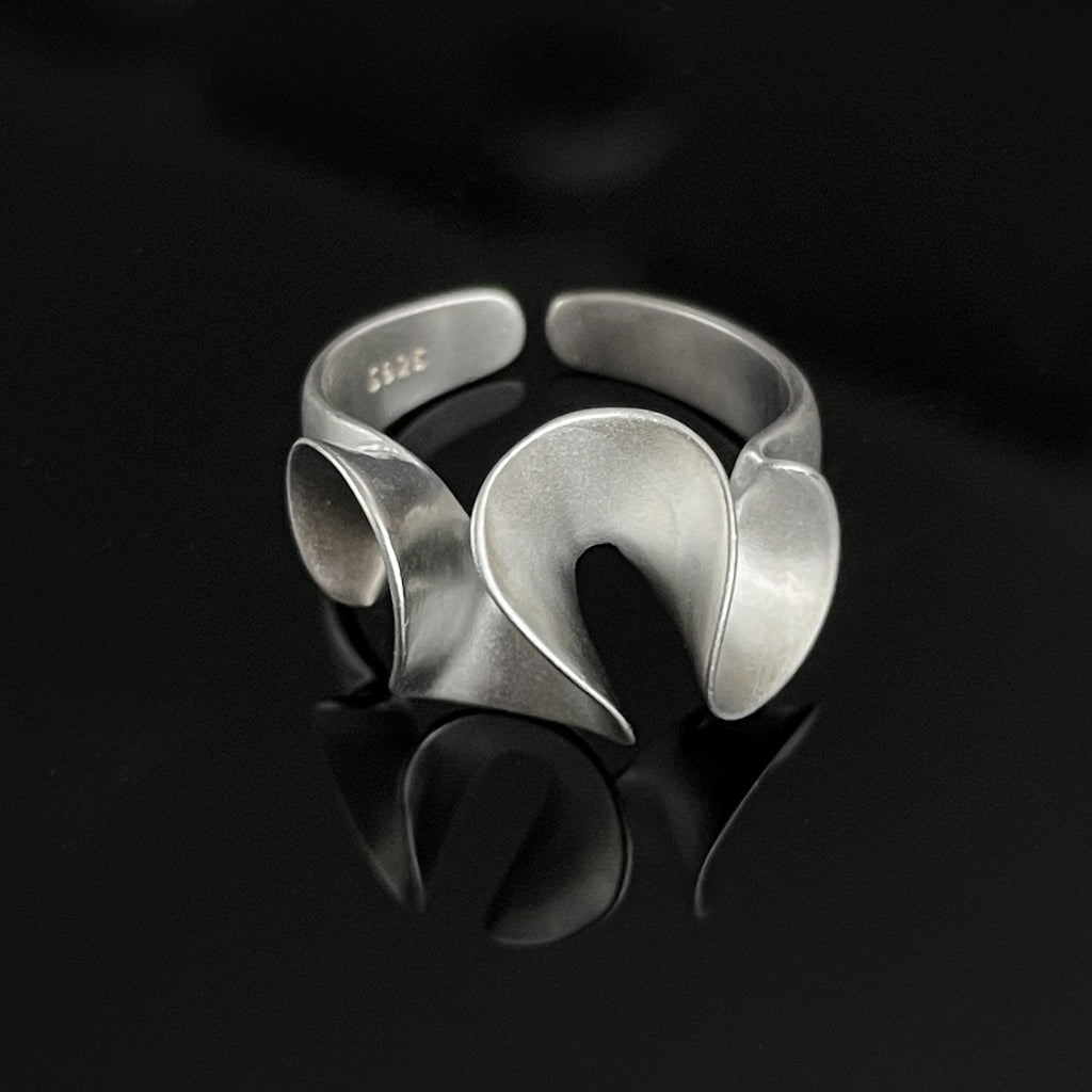 925S sølv bølge uregelmæssig vintage åben ring
