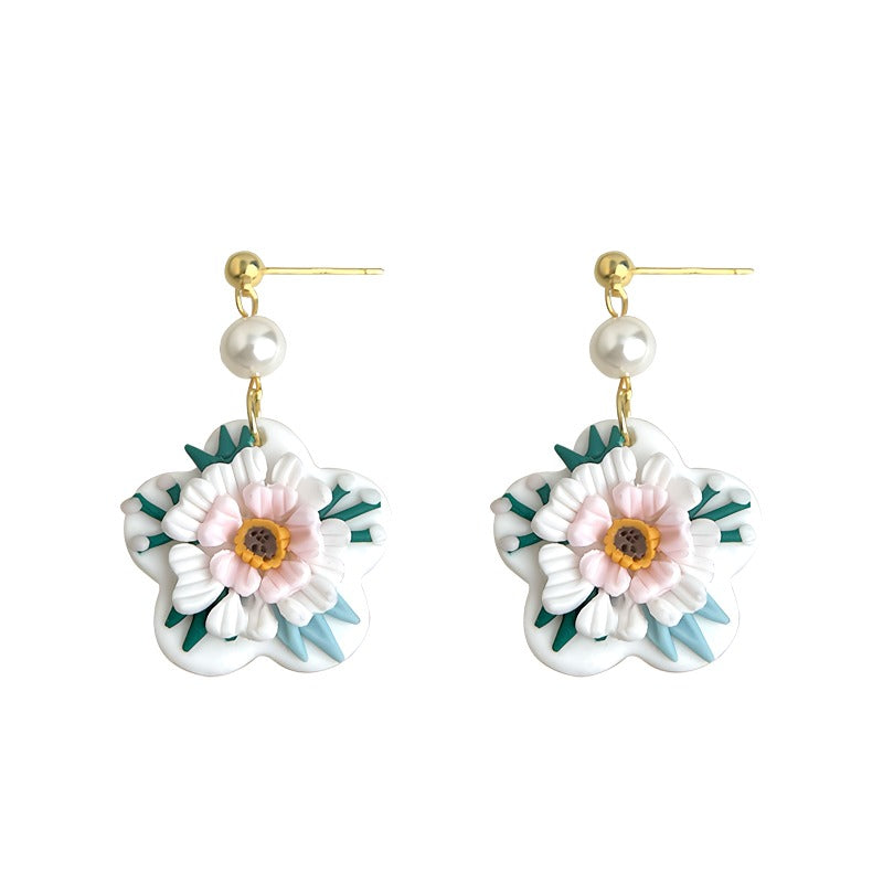 925 Sterling Silver Nål 14K forgyldt Elegant Handcrafted Floral Earrings with Freshwater Pearls