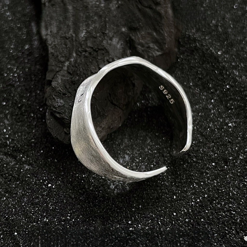 925 Sterling Sølv Bølget Justerbar Ring med Gravering – Be with U