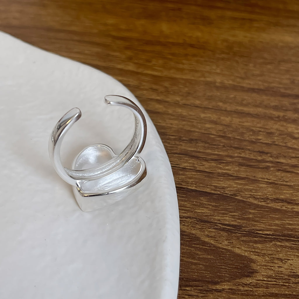 925 Sterling Sølv Hjerteformet Åben Ring - Minimalistisk og Elegant Design