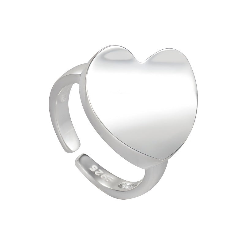 925 Sterling Sølv Hjerteformet Åben Ring - Minimalistisk og Elegant Design