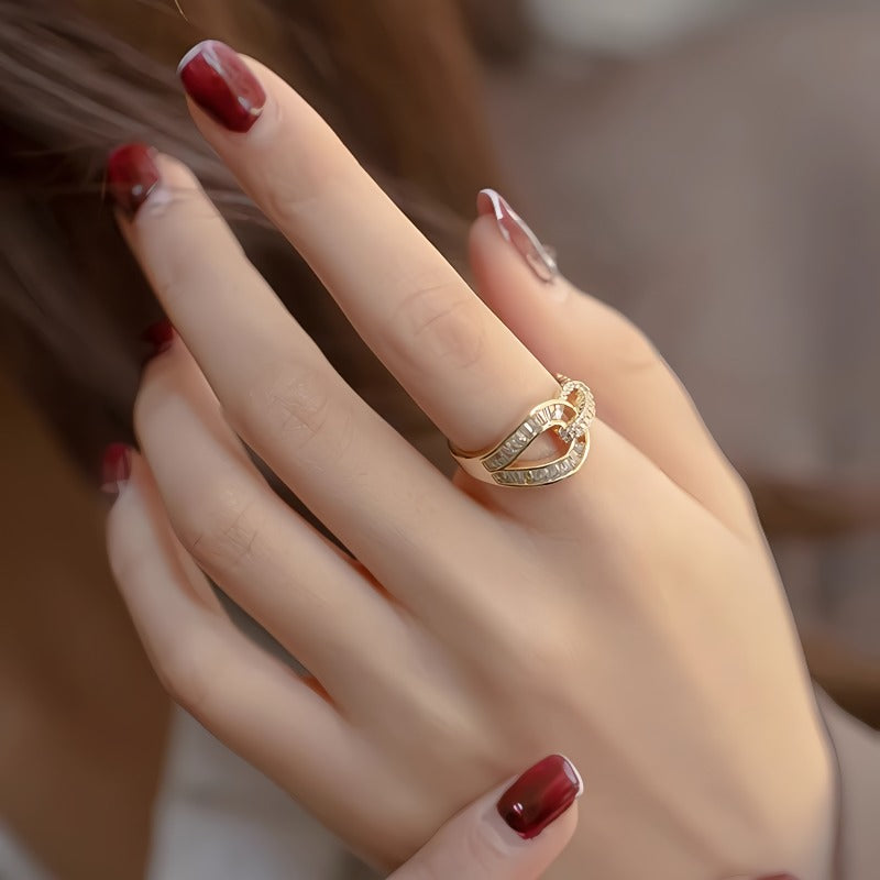 925 Sterling Sølv Ring med 14K Forgyldning Rebdesign Justerbar Ring