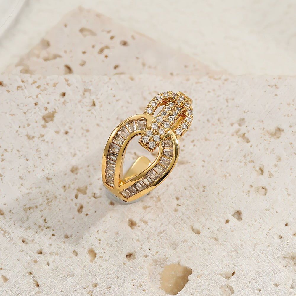 925 Sterling Sølv Ring med 14K Forgyldning Rebdesign Justerbar Ring