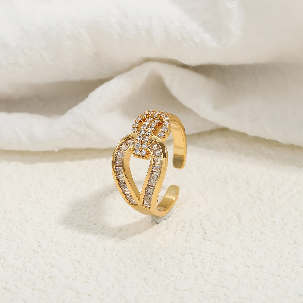 925 Sterling Sølv Ring med 14K Forgyldning Rebdesign Justerbar Ring
