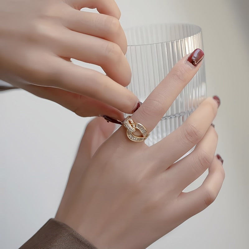 925 Sterling Sølv Ring med 14K Forgyldning Rebdesign Justerbar Ring