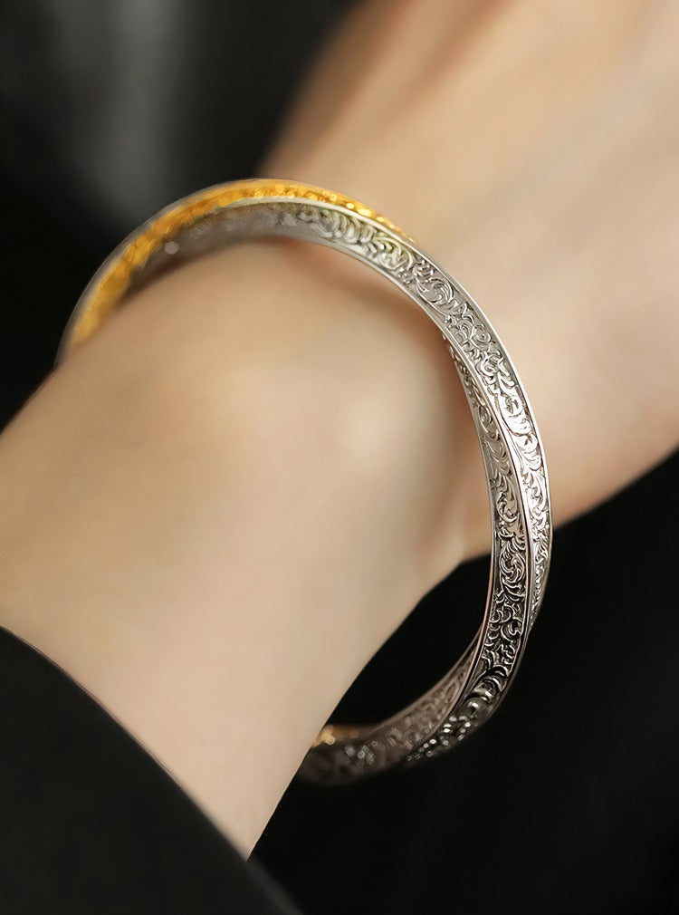 925 Sterling Sølv & 14K Forgyldt Vintage Armbånd – Unik og Raffineret Håndværk