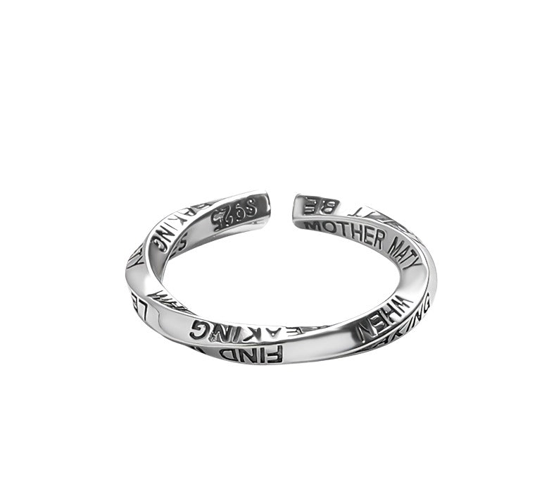 925 Sterling Sølv “Let It Be” Justerbar Ring – Inspirerende Design