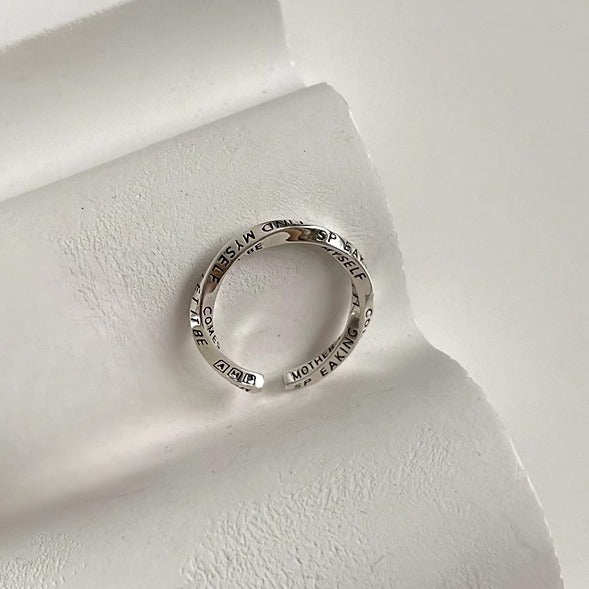 925 Sterling Sølv “Let It Be” Justerbar Ring – Inspirerende Design
