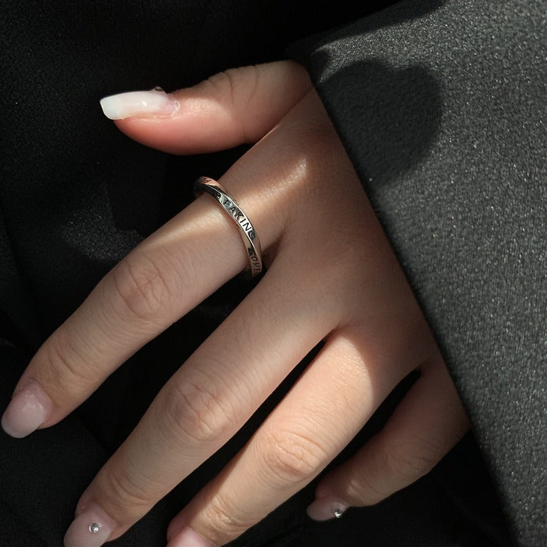 925 Sterling Sølv “Let It Be” Justerbar Ring – Inspirerende Design