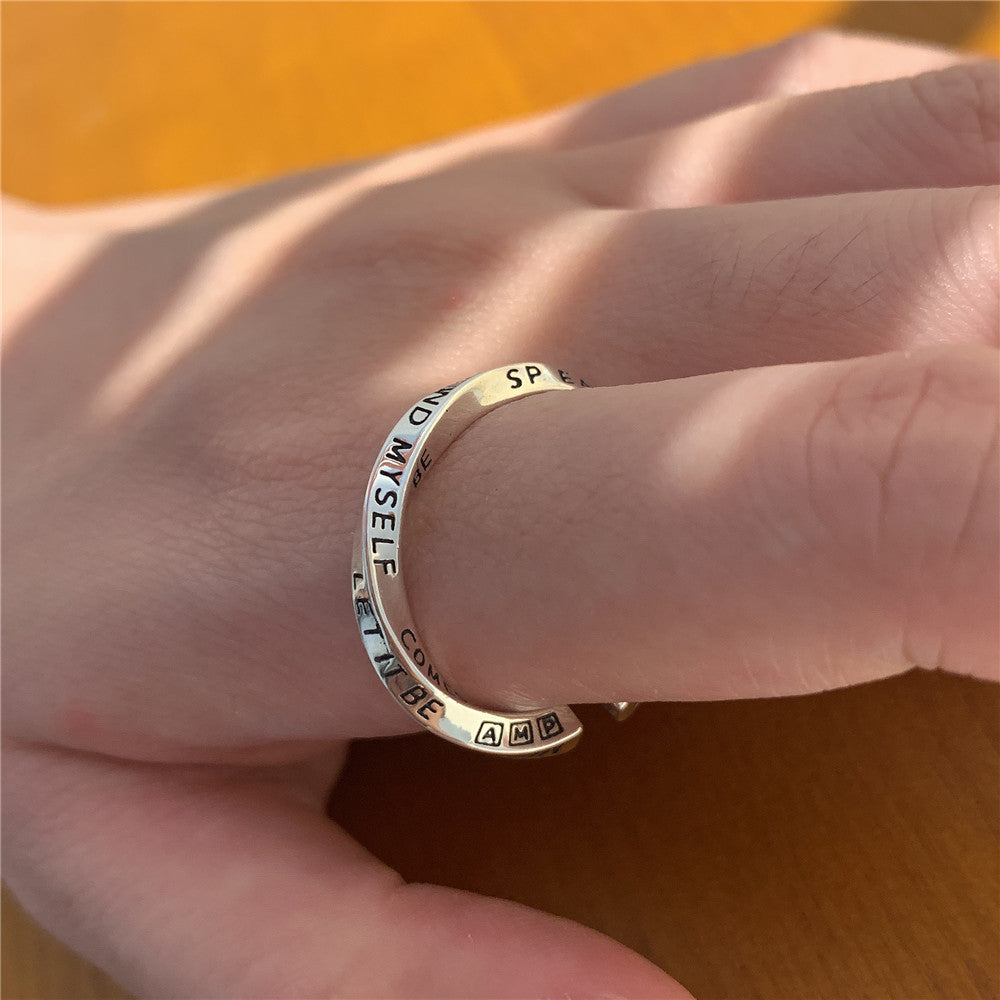 925 Sterling Sølv “Let It Be” Justerbar Ring – Inspirerende Design