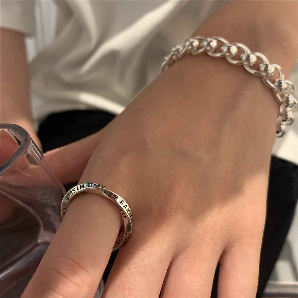 925 Sterling Sølv “Let It Be” Justerbar Ring – Inspirerende Design