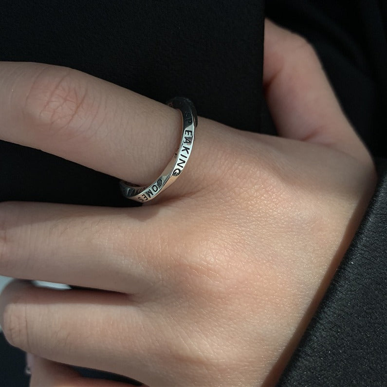 925 Sterling Sølv “Let It Be” Justerbar Ring – Inspirerende Design