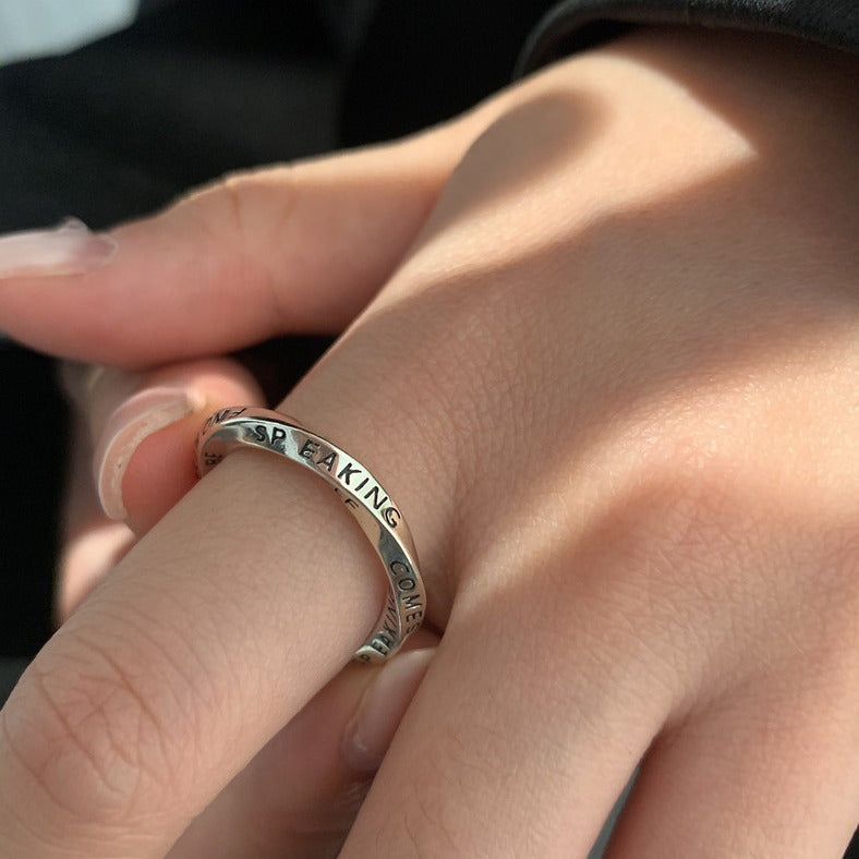 925 Sterling Sølv “Let It Be” Justerbar Ring – Inspirerende Design