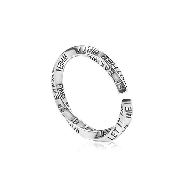 925 Sterling Sølv “Let It Be” Justerbar Ring – Inspirerende Design