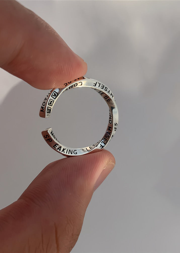 925 Sterling Sølv “Let It Be” Justerbar Ring – Inspirerende Design