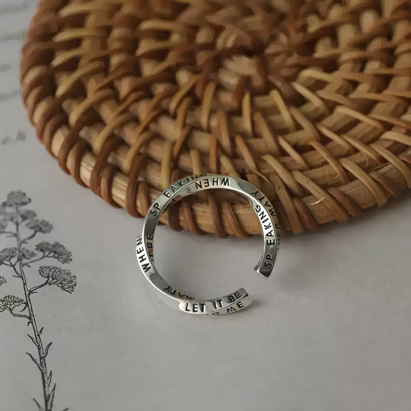 925 Sterling Sølv “Let It Be” Justerbar Ring – Inspirerende Design