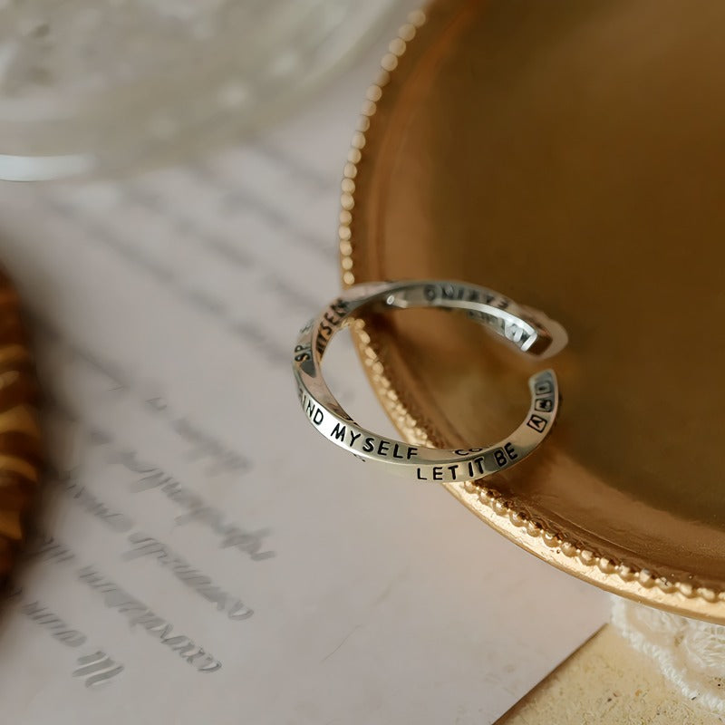 925 Sterling Sølv “Let It Be” Justerbar Ring – Inspirerende Design