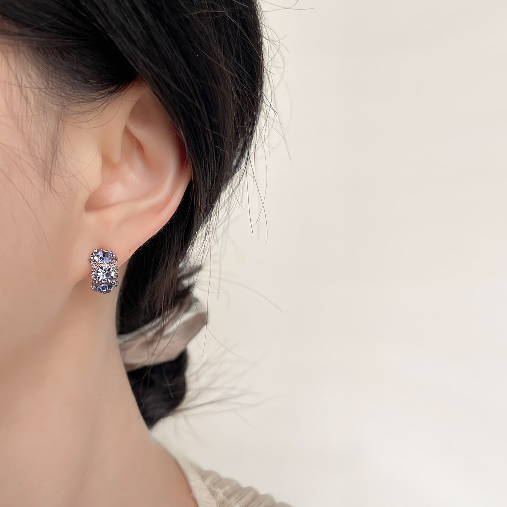 925 sølv nåle 14K Forgyldte Lilla Krystal Øreringe med Zirkonia – Elegant og Glitrende Design