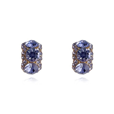 925 sølv nåle 14K Forgyldte Lilla Krystal Øreringe med Zirkonia – Elegant og Glitrende Design
