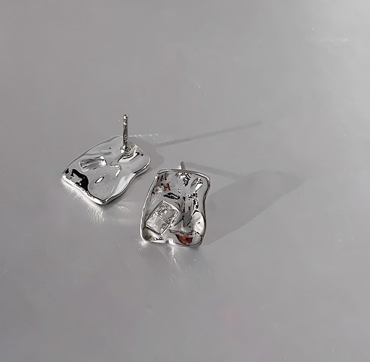 925 sølv nåle uregelmæssig form zirkon hvidguld belagt øreringe