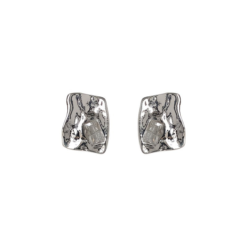 925 sølv nåle uregelmæssig form zirkon hvidguld belagt øreringe