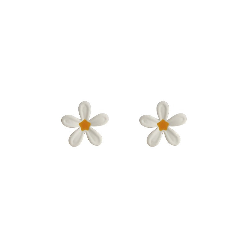 925 sterling sølv nål blomsterformede øreringe – håndmalet og elegant