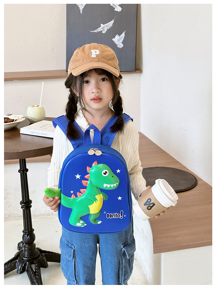 Blå og grøn dinosaur børnetaske