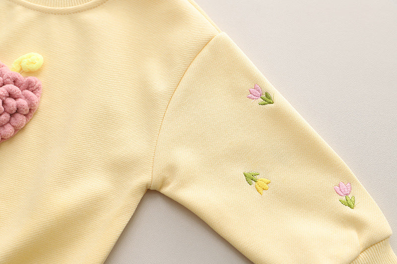 Børnetøjssæt med Blomsterbroderi-Trøje og Jeans (1-6 år)